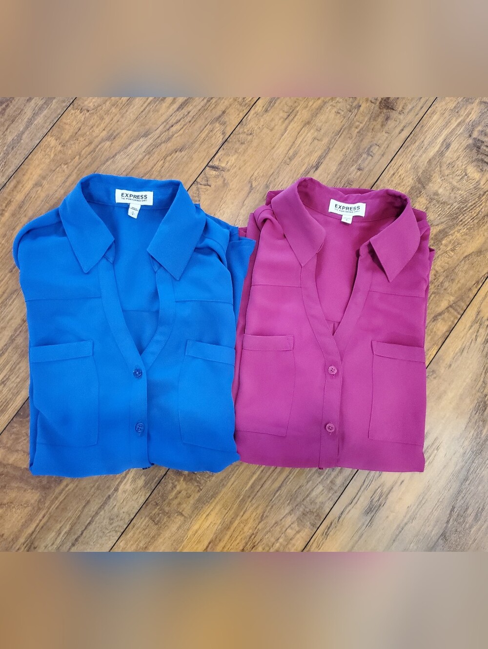 Express Portofino Shirt Bundle Size Small Blue Pink Button Down Blouses